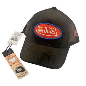 NEW  Von Dutch Hollywood  Suede Trucker Hat Suede Brown Cap HollyWood NWT OS